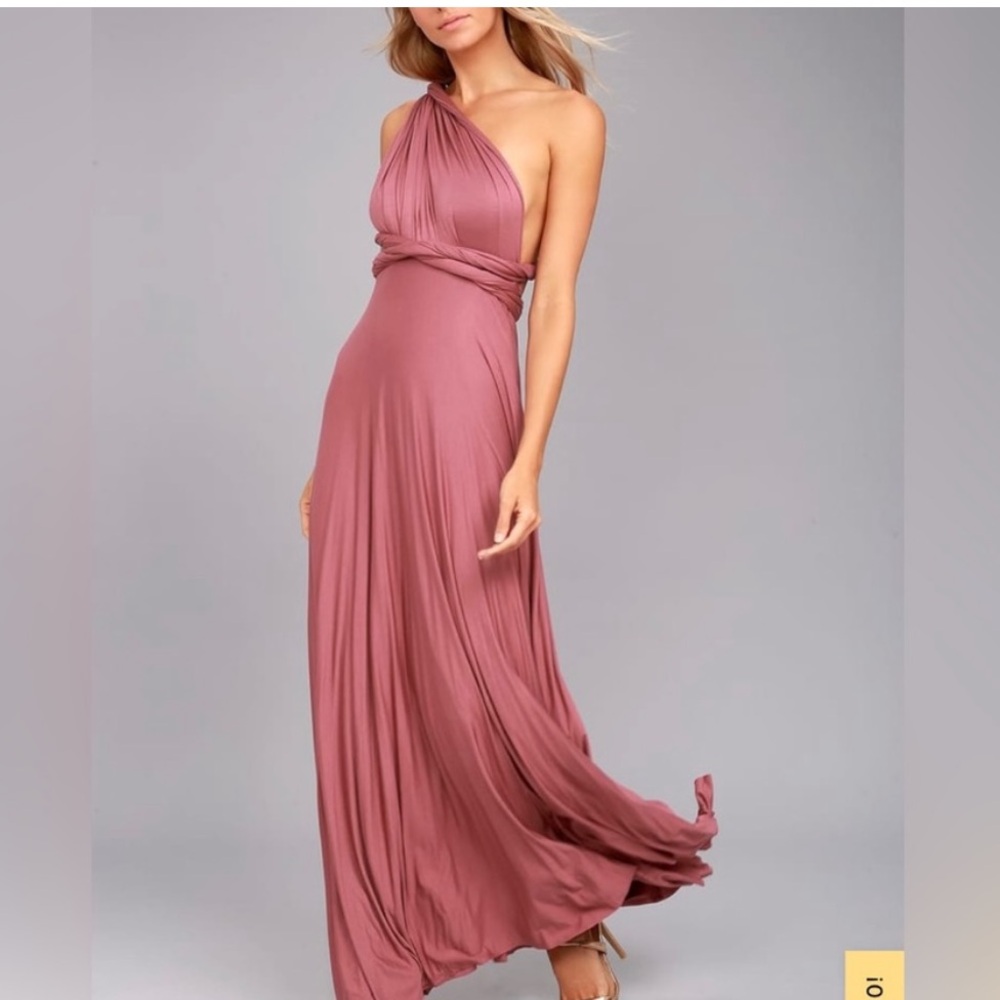 Lulus Tricks of the Trade Convertible Wrap Maxi Dress Rusty Rose